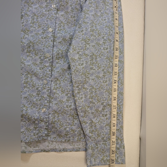 Eddie Bauer Floral Blue Print women's long sleeve button down shirt XXL H-1 - Picture 10 of 12